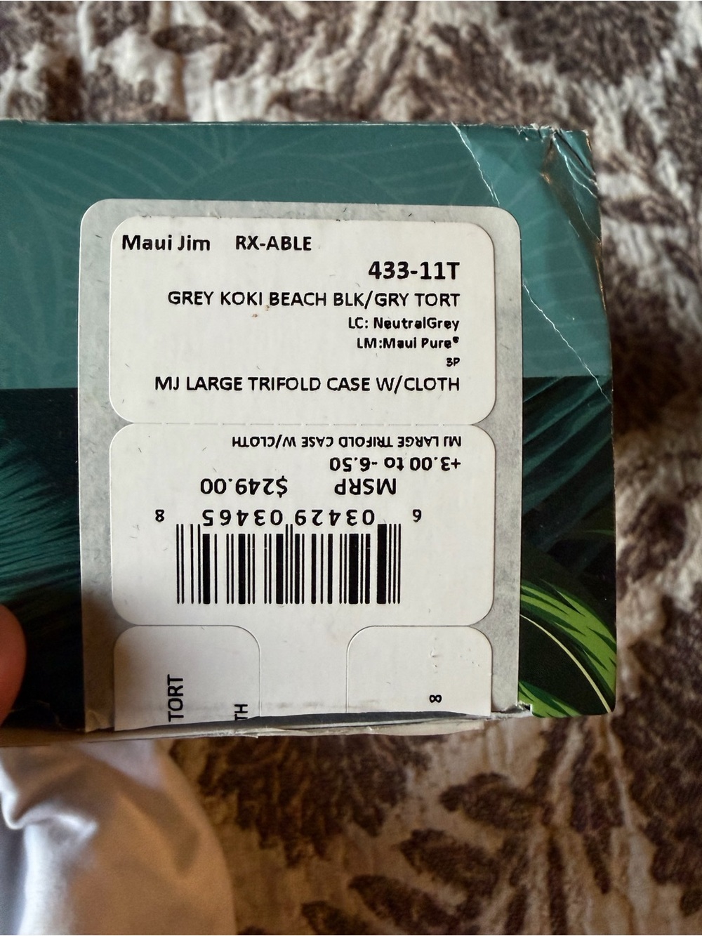 Maui Jim KOKI BEACH Black Grey Tortoise Sunglasses Neutral Grey MauiPure Lens - Picture 6 of 8